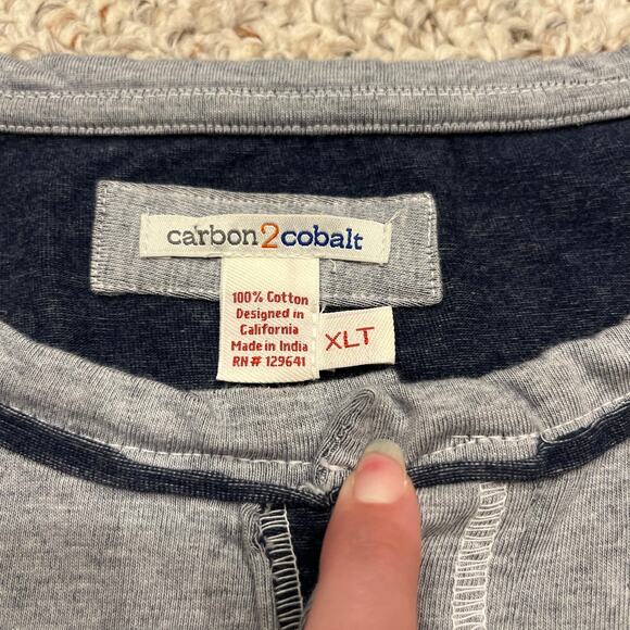 Carbon2Cobalt Men's Long Sleeve Ambitious Henley Tee Sz XL Tall Chambray - Picture 6 of 6